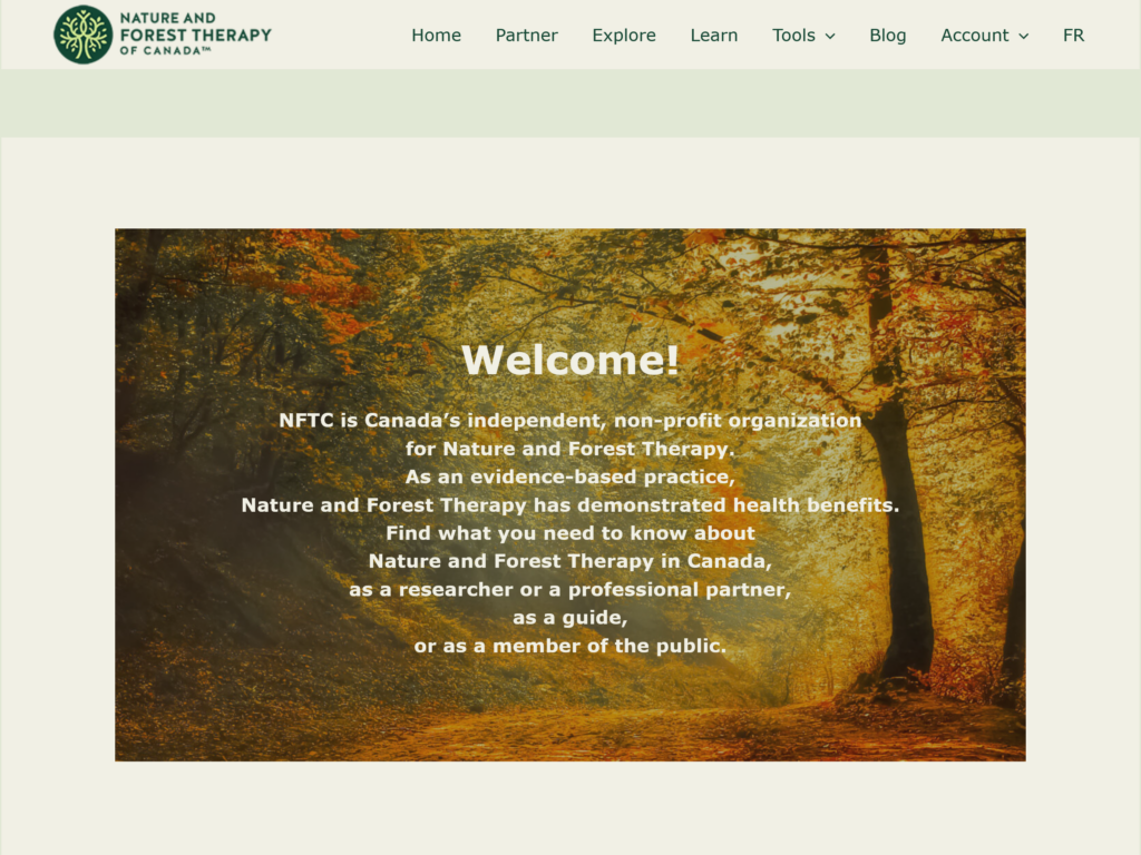 Website Show and Tell - Nature and Forest Therapy of Canada